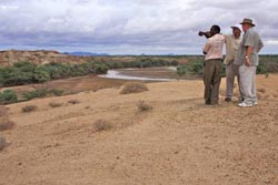 Richard Leakey looking out over the Kerio River at the future location of the West Turkana TBI research facility.