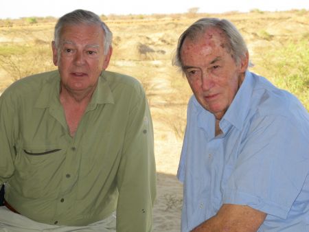 Donald Johanson (left) and Richard Leakey at a recent visit to TBI's Ileret research facility. Photo credit: Raymonde Bonnefille.